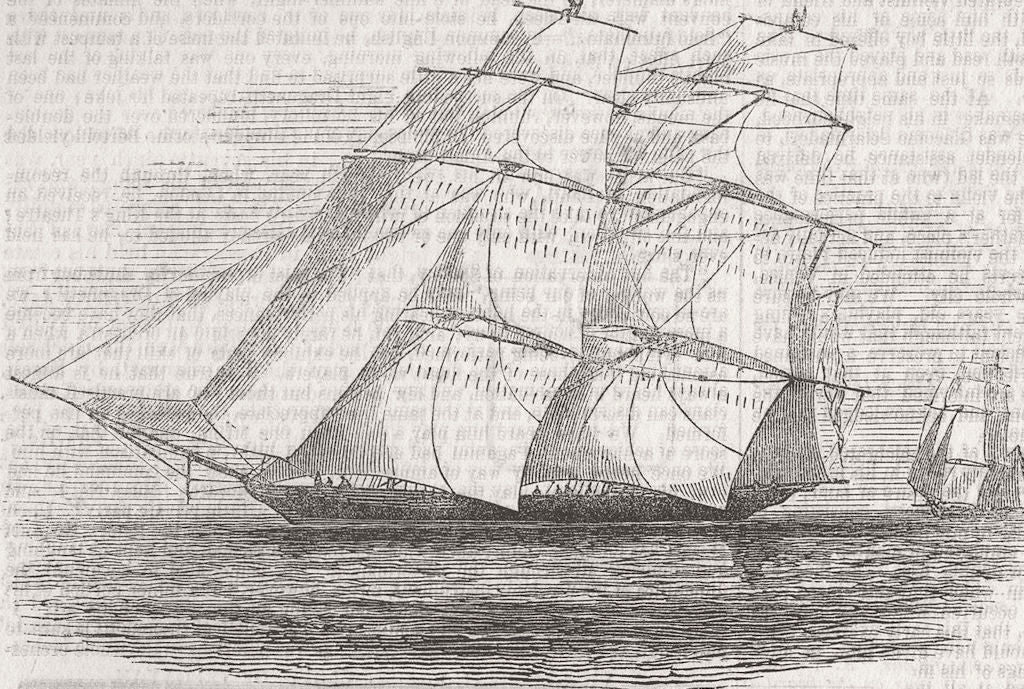 BRAZIL. Brazilian Slaver, chased by Royal Navy 1846 old antique print picture